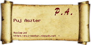 Puj Aszter névjegykártya